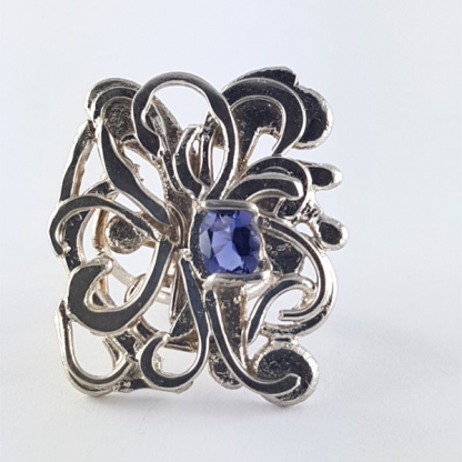 bague Iolite bleue argent - Floralis