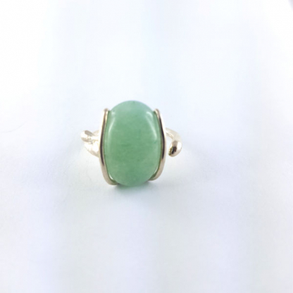 Bague argent pierre : aventurine sertie sur argent massif - Sanza