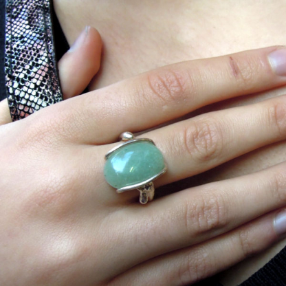 Bague Sanza - Aventurine 13x18 mm et argent