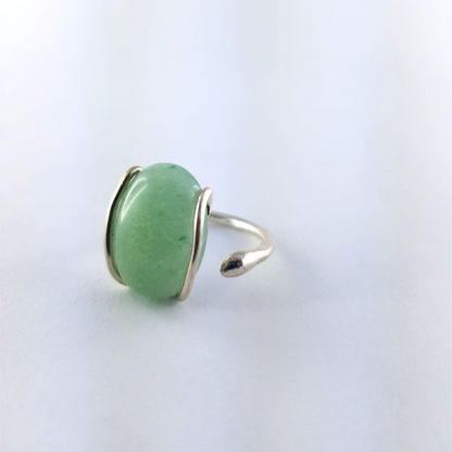 bague argent pierre aventurine et argent - Sanza