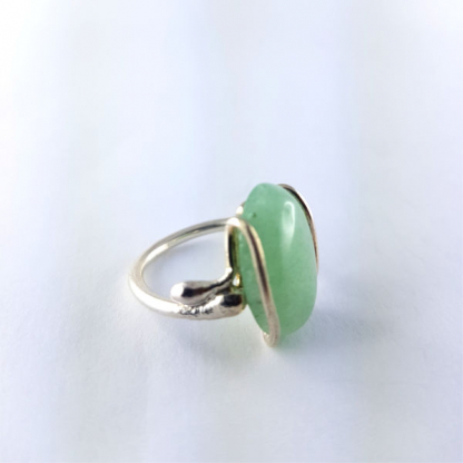 bague aventurine sertie sur argent 925/1000 - Sanza