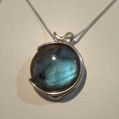 pendentif labradorite sertie sur argent 925/1000 - Drya