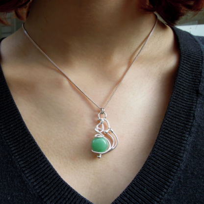 Pendentif Aventurine (12x12mm) et argent massif - Solène