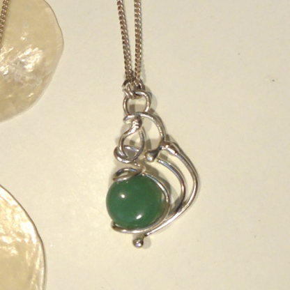 pendentif aventurine sertie sur argent