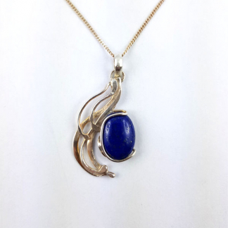 Pendentif lapis lazuli Ériu serti sur argent massif