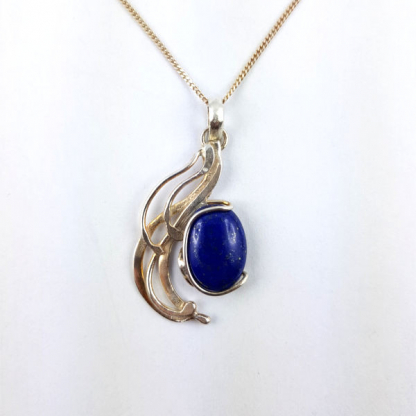 Pendentif lapis lazuli Ériu serti sur argent massif