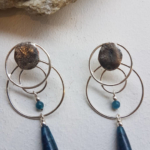 Boucles d'oreilles Apatite sertie sur argent - Nathalie Iuso Création