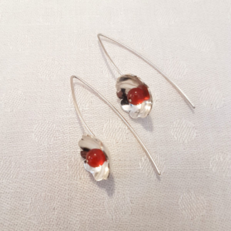 Boucles d'oreilles Fleurs Argent et Cornaline - Zinnia